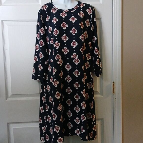 Loft Outlet navy floral print sheath midi dress Sz 16  NWOT - Picture 1 of 7